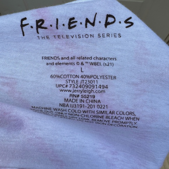 Friends, Pink & White, Tye-Dye, Short Sleeve, Shirt, Size Large - Picture 3 of 3